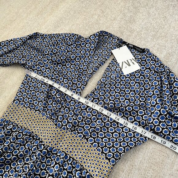 NWT ZARA Floral Wide Leg Faux Wrap Plunge Long Sleeve Jumpsuit With Pockets M - Picture 9 of 12